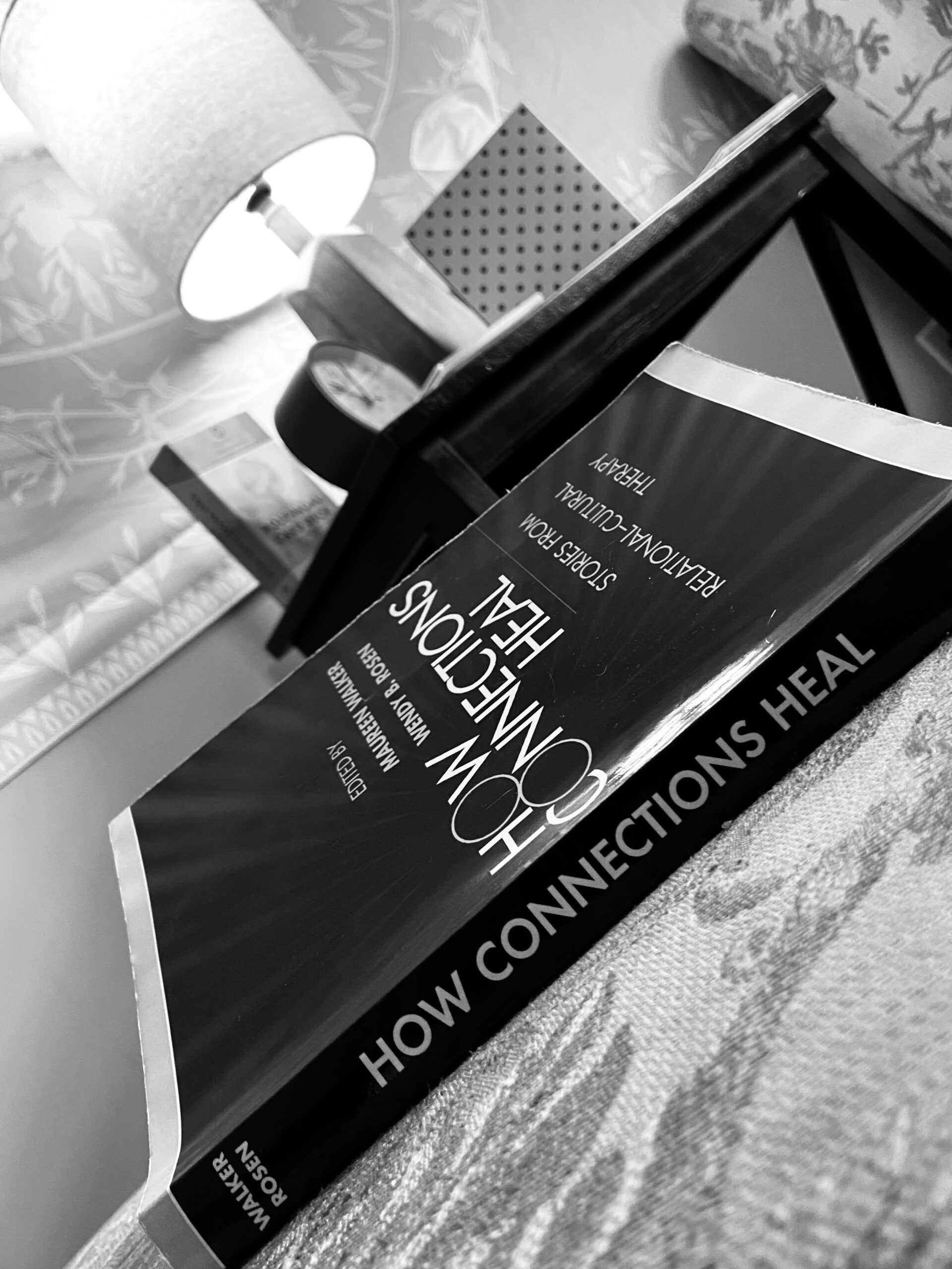 picture of the book "How Connections Heal" on a windowsill